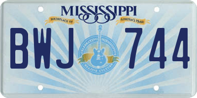MS license plate BWJ744