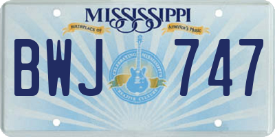 MS license plate BWJ747