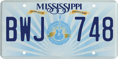 MS license plate BWJ748