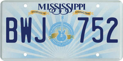 MS license plate BWJ752