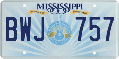 MS license plate BWJ757