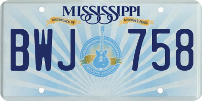 MS license plate BWJ758