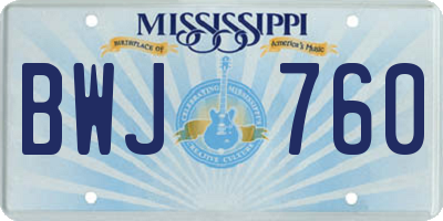 MS license plate BWJ760