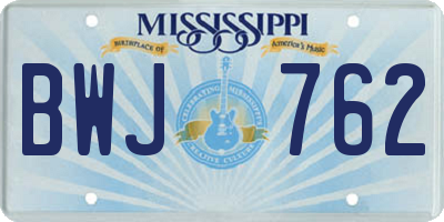 MS license plate BWJ762