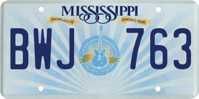 MS license plate BWJ763