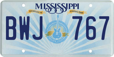MS license plate BWJ767