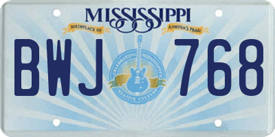 MS license plate BWJ768