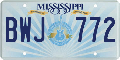 MS license plate BWJ772