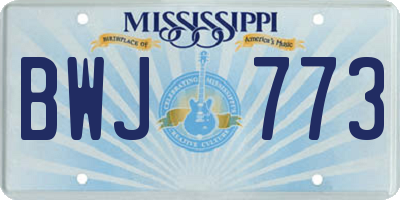 MS license plate BWJ773