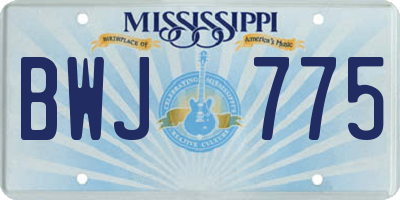 MS license plate BWJ775