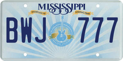 MS license plate BWJ777