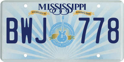 MS license plate BWJ778
