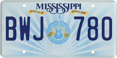 MS license plate BWJ780