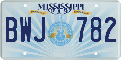 MS license plate BWJ782