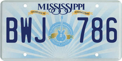 MS license plate BWJ786