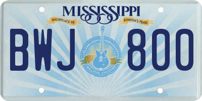 MS license plate BWJ800