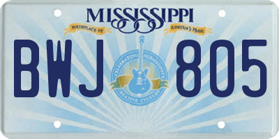 MS license plate BWJ805