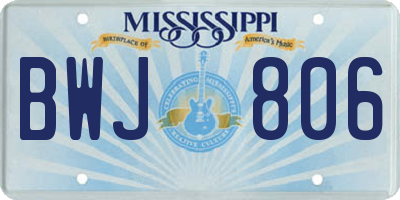 MS license plate BWJ806