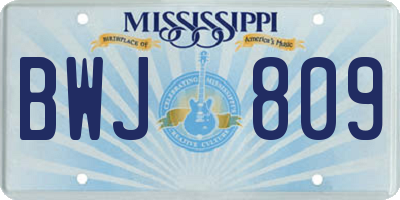 MS license plate BWJ809