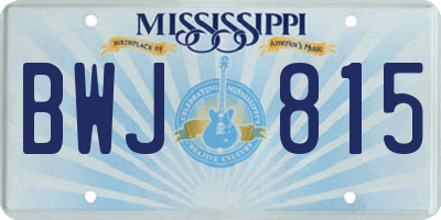 MS license plate BWJ815