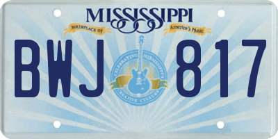 MS license plate BWJ817