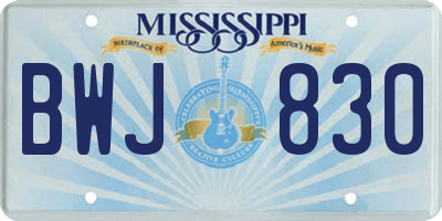 MS license plate BWJ830