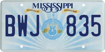 MS license plate BWJ835