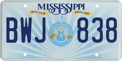 MS license plate BWJ838