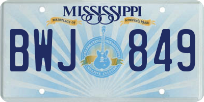 MS license plate BWJ849