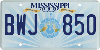 MS license plate BWJ850