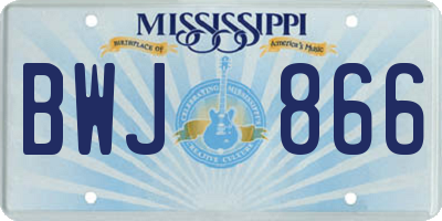 MS license plate BWJ866