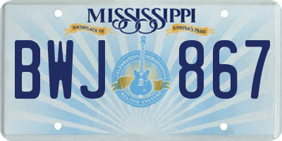 MS license plate BWJ867