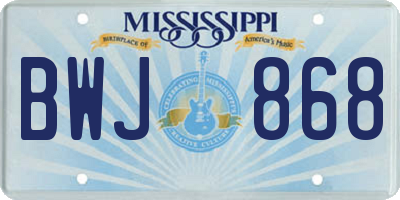MS license plate BWJ868