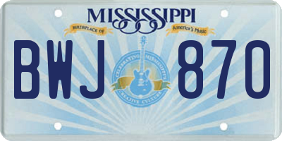 MS license plate BWJ870