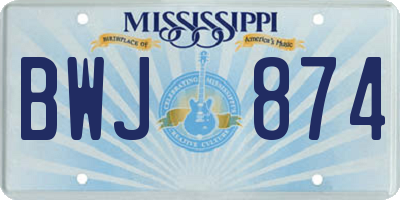 MS license plate BWJ874