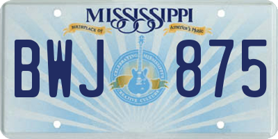 MS license plate BWJ875