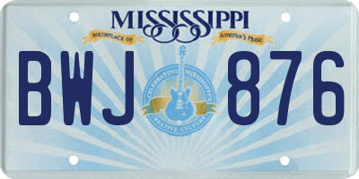 MS license plate BWJ876