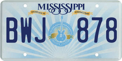MS license plate BWJ878