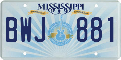 MS license plate BWJ881