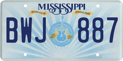 MS license plate BWJ887