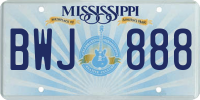 MS license plate BWJ888