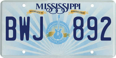 MS license plate BWJ892