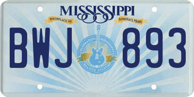 MS license plate BWJ893