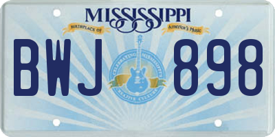 MS license plate BWJ898