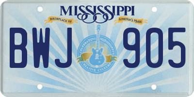 MS license plate BWJ905