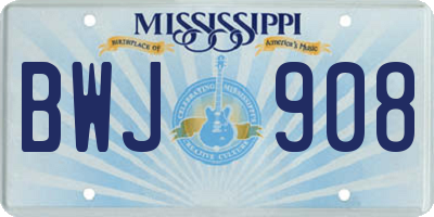 MS license plate BWJ908