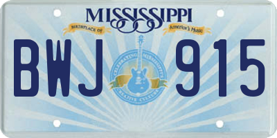 MS license plate BWJ915