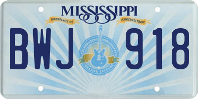 MS license plate BWJ918