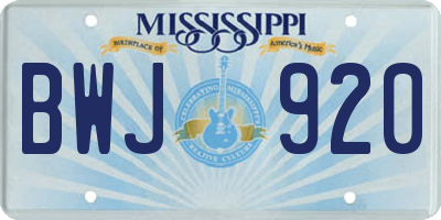 MS license plate BWJ920