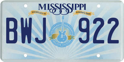 MS license plate BWJ922